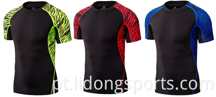 Roupa de fitness por atacado Mens de alta qualidade Spandex Tirm shirm homens correm compressa fitness